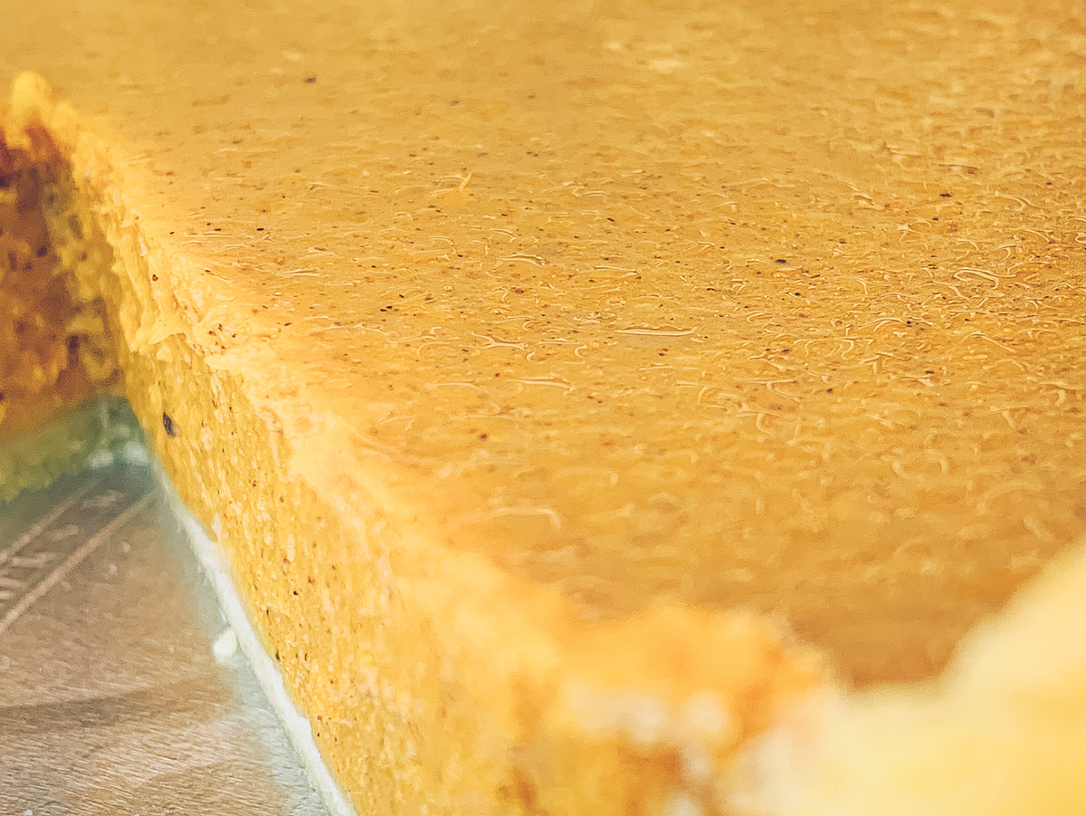Handcrafted pie crust filled with silky sweet potato custard with sugar and cinnamon. Grandma Hattie Recipe